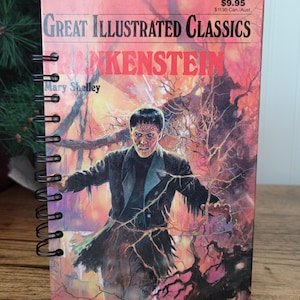 Upcycled, repurposed book  journal sketchbook, handmade notebook, eco-friendly blank journal, altered book- Frankenstein