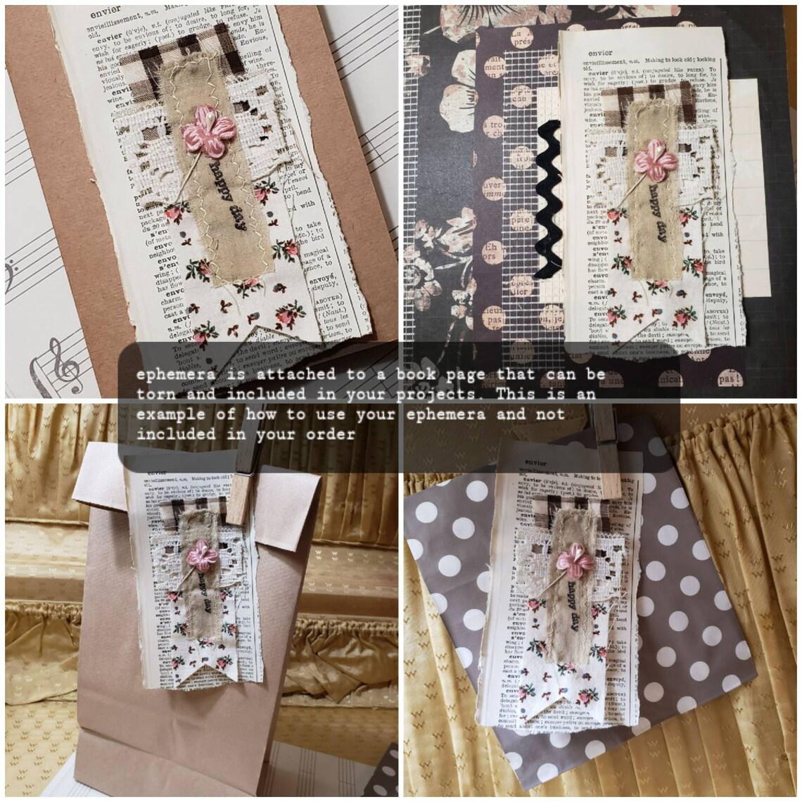 Junk Journal Embellishments Scrapbook Embellishments Etsy