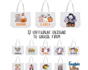 Spersonalizowana torba na słodycze lub cukierki na Halloween dla dzieci, spersonalizowane torby na cukierki, torby na Halloween dla dzieci, torba na słodycze dla chłopców lub dziewcząt