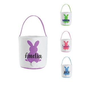 Personalized Easter Basket, Easter Basket with Name, Easter Bunny Bucket, Easter Kids Basket customized, Kids Treats Bag for Easter