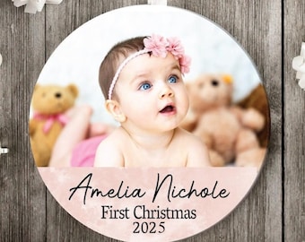 Baby Photo ornament, Personalized Baby Photo First Christmas, Babys first Christmas ceramic ornament, Printed photo Baby's Keepsake Ornament