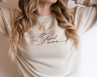 Blessed Mama Oversized Mom Sweatshirt, Gift for Mom, Blessed Mom T-shirt, Mama Shirt, Mom Shirts, Relaxed fit apparel