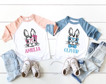 Personalized Sibling Easter Matching Shirts Outfits for Brother and Sister Easter Name Shirts Brother Sister Bunny customized Twins Easter Etsy
