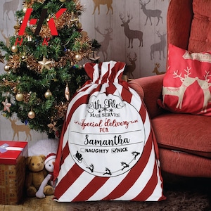 Sac de sac personnalisé, sac de Noël Santa Sack, sac de Santa personnalisé, sacs pour enfants, sac de livraison de cadeaux de Santa, sac de Noël pour fille, garçon