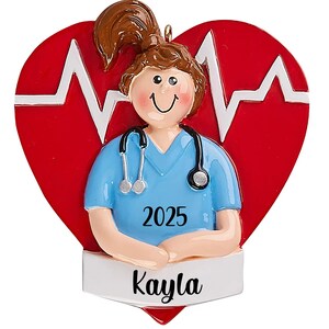 Personalized Nurse Ornament 2025, Nurse Christmas Gift, New Nurse Ornament Customized with the name, Gift for a Best Nurse or Medical Worker image 4