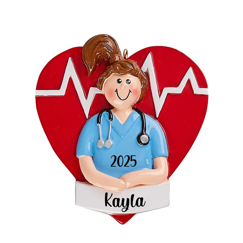Personalized Nurse Ornament 2025, Nurse Christmas Gift, New Nurse Ornament Customized with the name, Gift for a Best Nurse or Medical Worker image 4