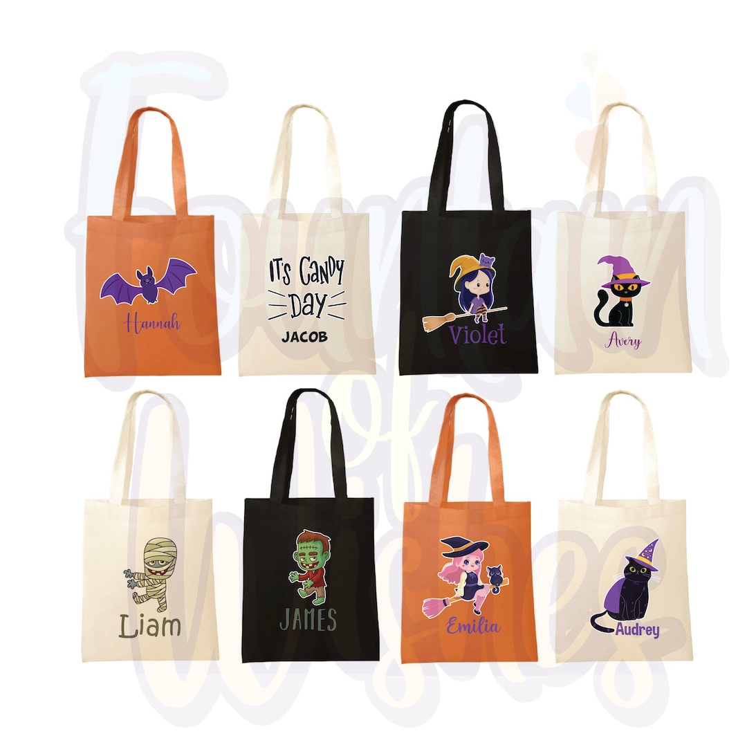Custom Halloween Tote Treat or Treat Bag for Kids, Personalized Trick ...