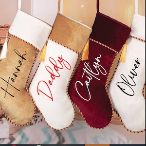 Custom Personalized Christmas Stockings Velvet with Tassel, Customized Matching Stocking for Family,  for Christmas, Custom Stockings