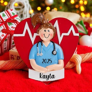 Personalized Nurse Ornament 2025, Nurse Christmas Gift, New Nurse Ornament Customized with the name, Gift for a Best Nurse or Medical Worker image 6