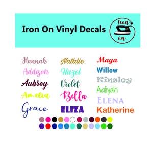 Calcomanías personalizadas de hierro sobre nombre, nombre o texto personalizado, plancha de transferencia de calor personalizada, pegatina de ropa personalizada, fácil aplicación de bricolaje