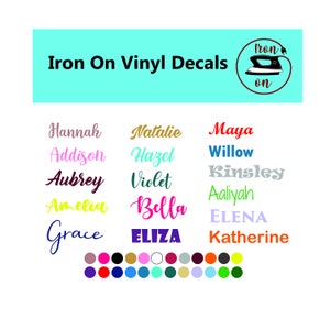 Personalised Iron On Name Decals, Name or Custom Text, Custom heat transfer iron on, Personalized Apparel Sticker, easy DIY applying