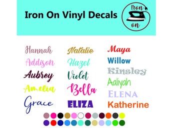 Personalised Iron On Name Decals, Name or Custom Text, Custom heat transfer iron on, Personalized Apparel Sticker, easy DIY applying