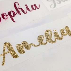 Glitter Name Iron on | Custom Heat Transfer Vinyl | |Personalized Iron On Decal |Apparel Decal | Name Decal | Personalized Apparel Sticker