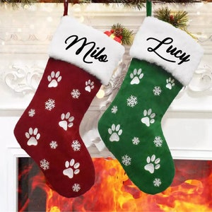 Pets Christmas Stockings, Personalized Dog Cat Christmas Stockings, Cute Decor, Paw Stockings, Stockings for Dog or Cat