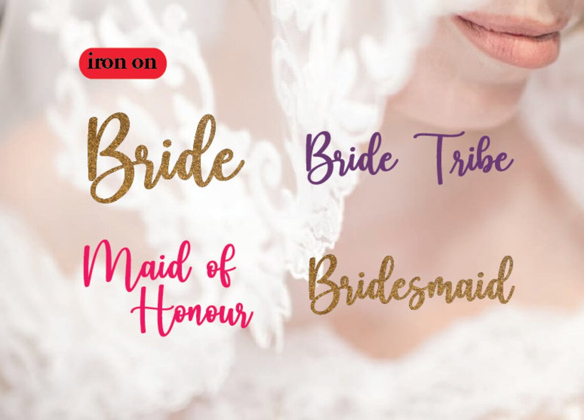 Bride Iron on Transfer Bridesmaid Iron On Wedding Iron on Etsy