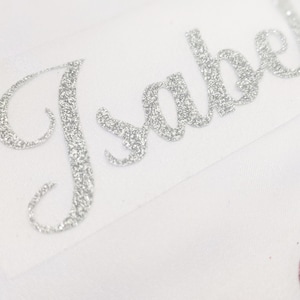 Glitter Name Iron on | Custom Heat Transfer Vinyl | |Personalized Iron On Decal |Apparel Decal | Name Decal | Personalized Apparel Sticker image 4
