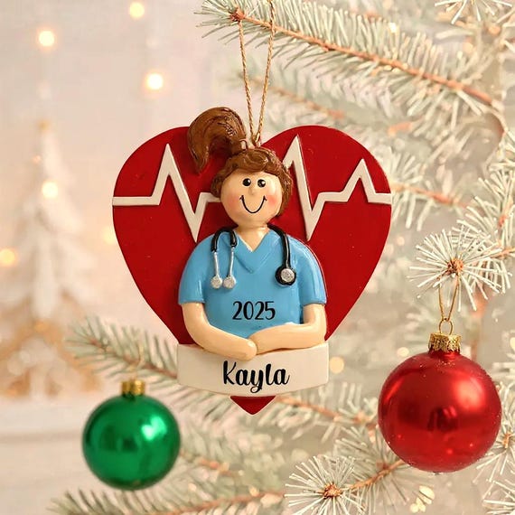 Personalized Nurse Ornament 2025, Nurse Christmas Gift, New Nurse Ornament Customized with the name, Gift for a Best Nurse or Medical Worker