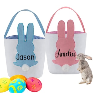 Personalized Easter Basket, Easter Basket with Name, Easter Bunny Bucket, Easter Kids Basket customized, Kids Treats Bag for Easter