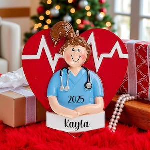Personalized Nurse Ornament 2025, Nurse Christmas Gift, New Nurse Ornament Customized with the name, Gift for a Best Nurse or Medical Worker image 2