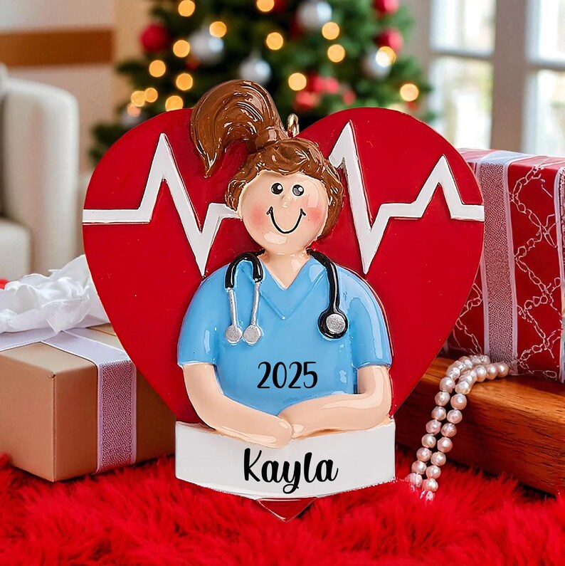 Personalized Nurse Ornament 2025, Nurse Christmas Gift, New Nurse Ornament Customized with the name, Gift for a Best Nurse or Medical Worker image 2