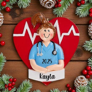 Personalized Nurse Ornament 2025, Nurse Christmas Gift, New Nurse Ornament Customized with the name, Gift for a Best Nurse or Medical Worker image 3