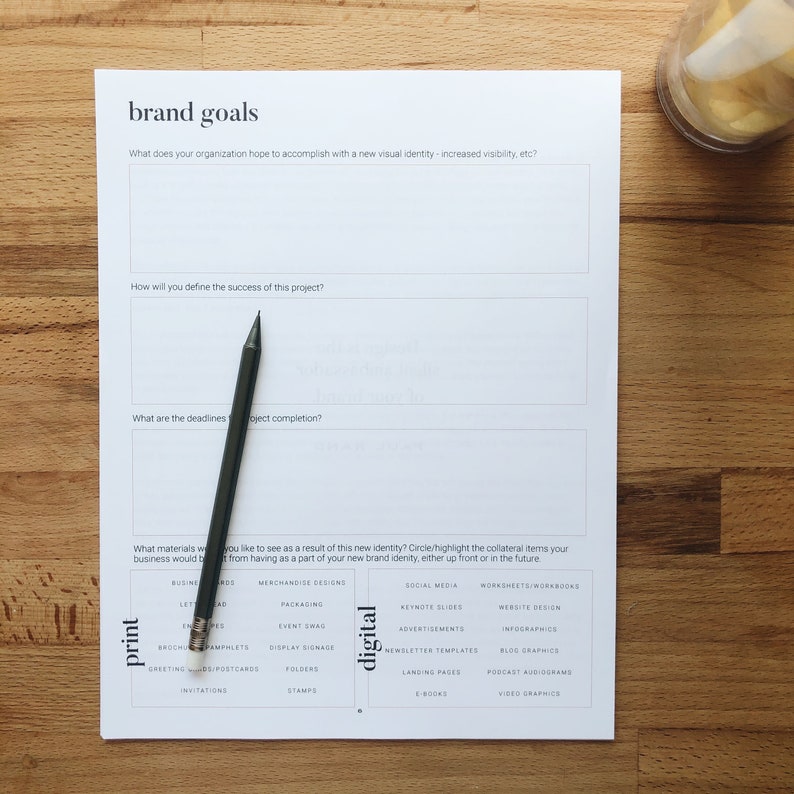 Brand Discovery Workbook Branding Questionnaire for Etsy