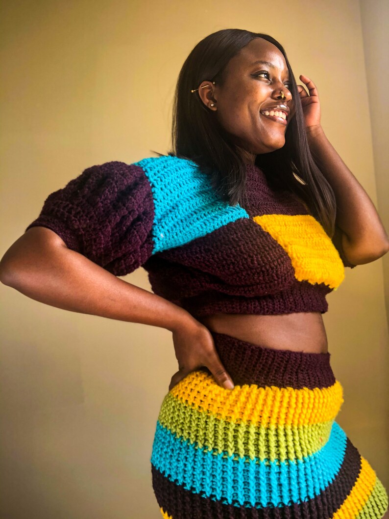Crochet patchwork crop top