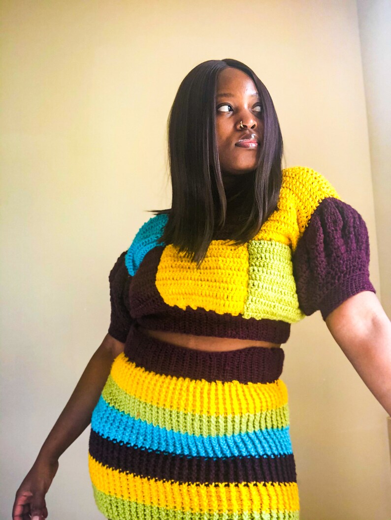 Crochet patchwork crop top