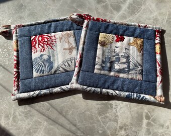 Set of new handmade nautical pot holders