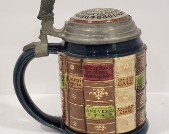 Villeroy & Boch Mettlach Medical Book Beer Stein WMF Lid c1893–1902