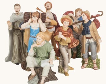 Thomas Kinkade Nativity Figurines Lot Hawthorne Village Villagers 7pc Set