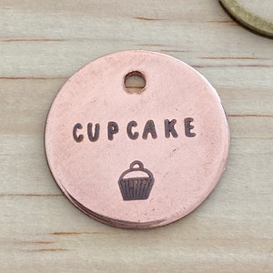 Cupcake Puppy Name tag, Cute puppy ID Tag, Unique Dog ID Tag, Puppy Name Tag, Small Dog Pet Tag, Tiny Pet Name tag, Big Dog ID Tag, Silver
