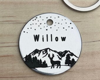Brass Dog name Tag, Paw Print ID Tag, Pet ID Tag, Pet Name Tag, Dog Collar Tag, Cat Collar Tag, Metal Dog Tag, Brass Dog ID, Silver Pet Tag