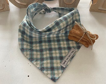Blue Checker Plaid Dog Puppy Bandana Accessory Fashion Scarf Neckwear