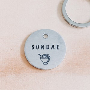 Ice cream sundae Dog Tag, Heart Dog Name Tag, Pet ID, Brass Pet ID Tag, Pet Name Tag, Cat Tag, Dog ID Tag, Cat Name Tag, Pet Tag