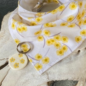 Yellow and White Wattle Flower Puppy Dog Bandana Pet Accessory Fashion Apparel Neckwear