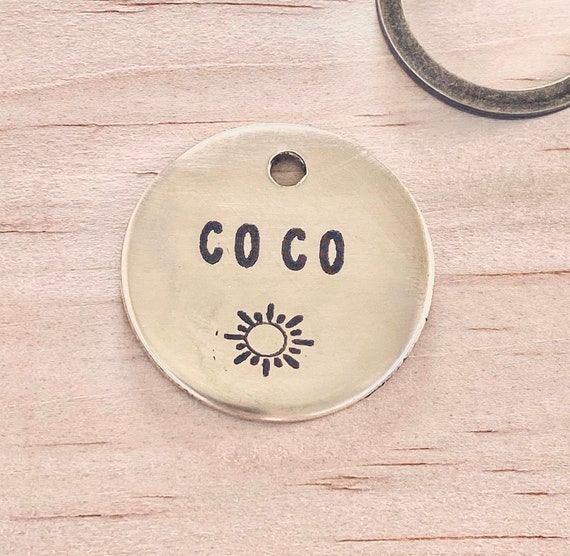 Sun Dog Tag Dog Name Tag Pet ID Brass Pet ID Pet Name Tag Etsy