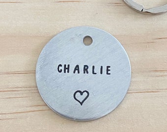 Love Heart dog ID, Love Heart Dog Tag, Heart Pet ID, Heart Dog Name Tag, Cute Dog Tag, Silver Dog Tag, Heart Puppy Tag, Brass Puppy Tag