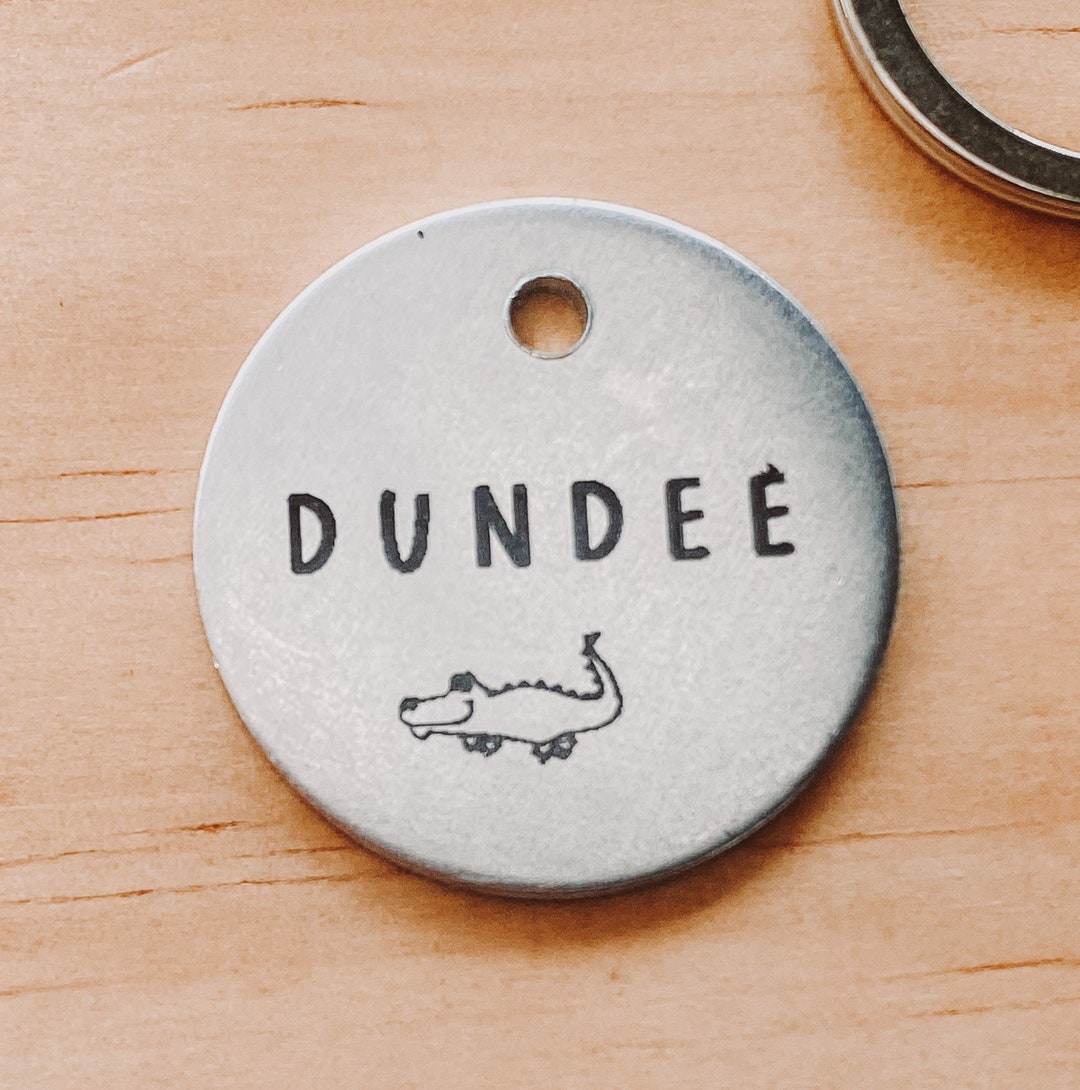 Crocodile Dog Name Tag, Brass Pet ID Tag, Pet Name Tag, Alligator Tag