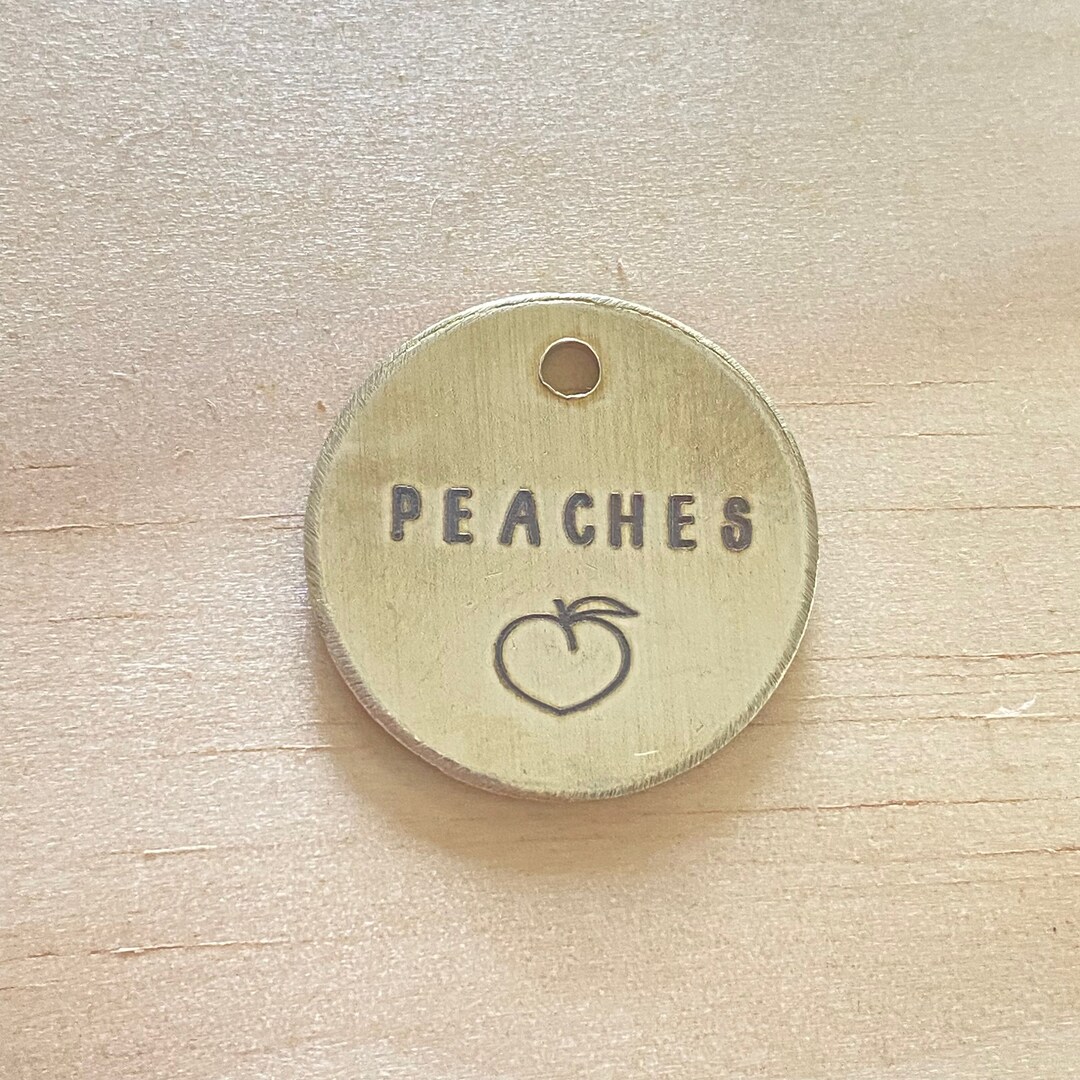 Peaches Dog ID Tag Dog Name Tag Silver ID Tag Pet Tag Pet Etsy