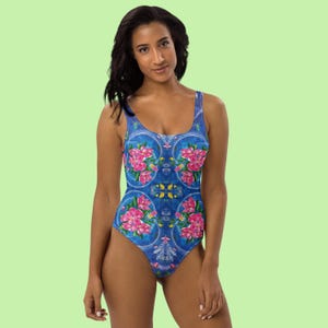 Blue Paradise Floral One-Piece Swimsuit