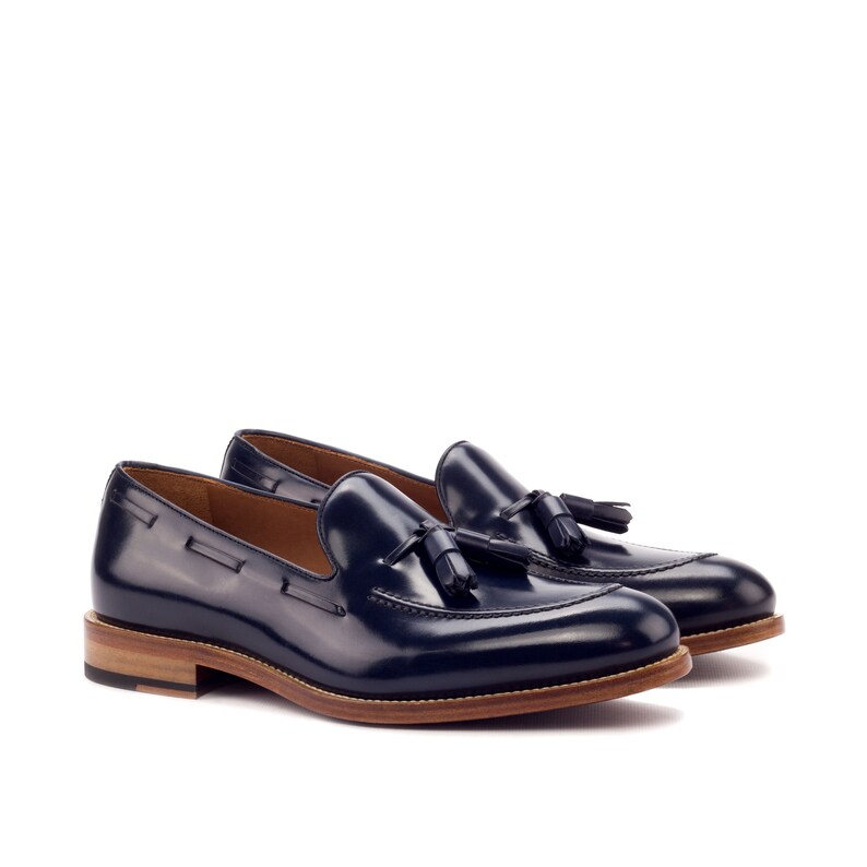 Box Calf Tassel Loafer in Navy