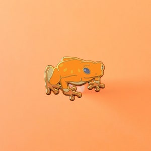 Pastel Orange Fruit Frog Enamel Pin! Adorable frog pin! Glitter!