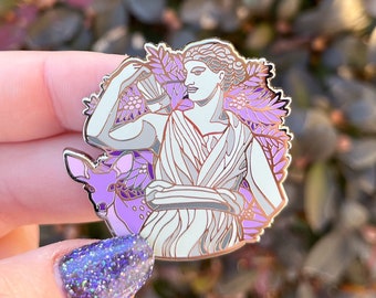 Artemis Silver Enamel Pin! Greek god enamel pin