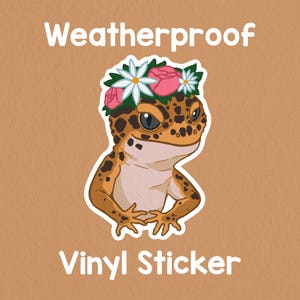 Gorgeous Leopard Gecko Flower Crown Sticker! Art Sticker!