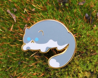 Mini Grey and White Kitty Enamel Pin! Adorable tiny cat pin!