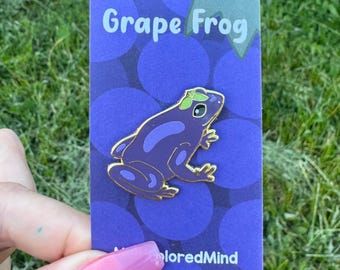 Grape frog enamel pin! Adorable fruit frog
