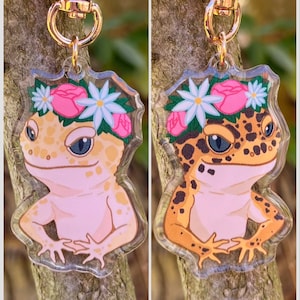 Pale and Brown Leopard Gecko Adorable double sided acrylic keychain!