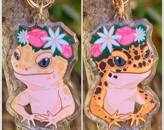 Pale and Brown Leopard Gecko Adorable double sided acrylic keychain!