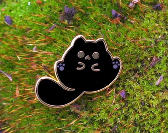 Mini Black Kitty Showing Paws Enamel Pin! Adorable tiny cat pin!